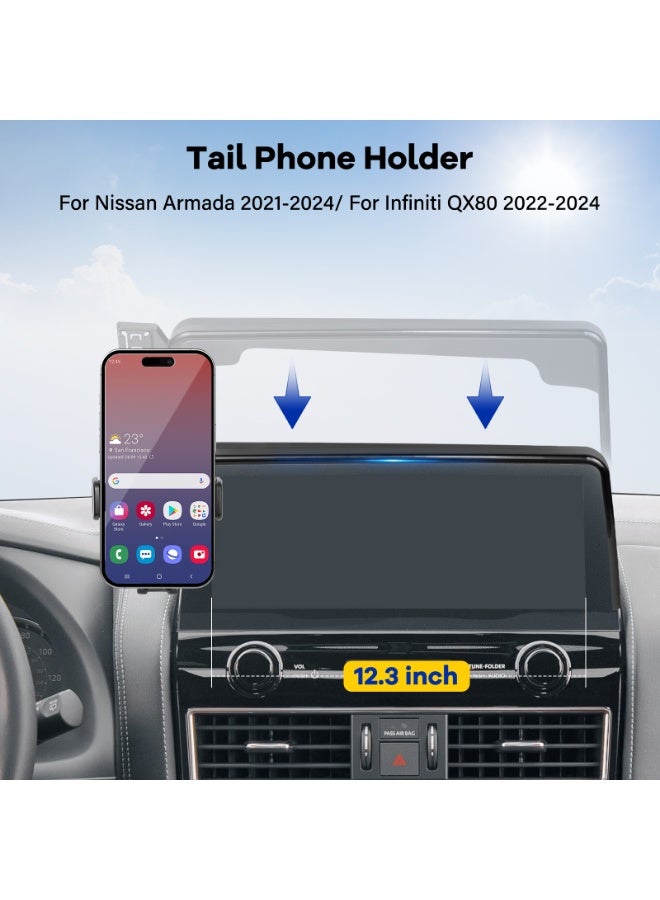 FETUSI Car Phone Holder Fit for Nissan Armada 2021-2024 / Infiniti QX80 2022-2024 / Patrol Y62 2022-2024 Accessories with 12.3-Inch Screen, Phone Mount Compatible with MagSafe Automobile Cradles Hands-Free 360° Rotation - Image 2